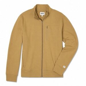Pact Men's French Terry Track Jacket Organic Cotton Neutral Preppy Fennel Zip Up